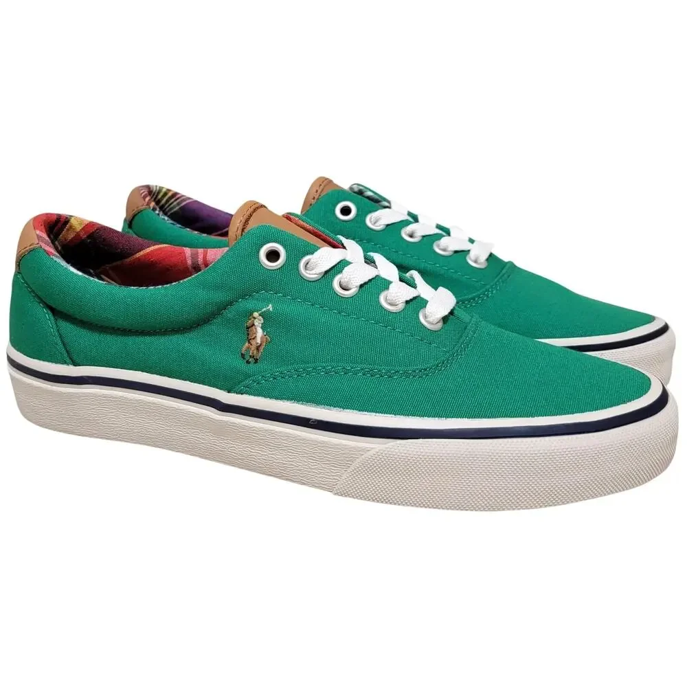 Polo Ralph Lauren Keaton Pony Low Top Sneaker Size US 7D Green Canvas